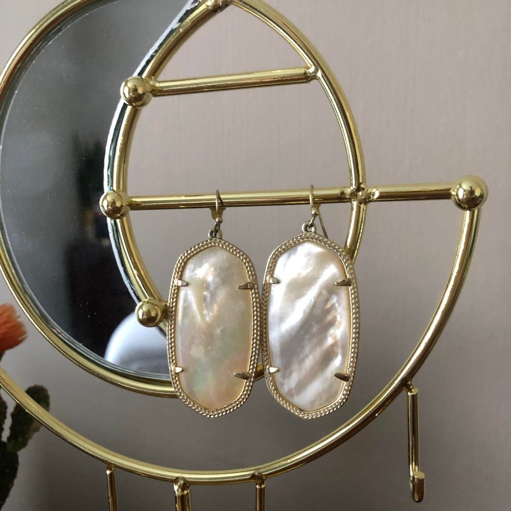 Elle Gold Drop Earrings In Ivory Mother-Of-Pearl